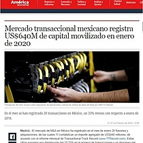 Mercado transaccional mexicano registra US$640M de capital movilizado en enero de 2020